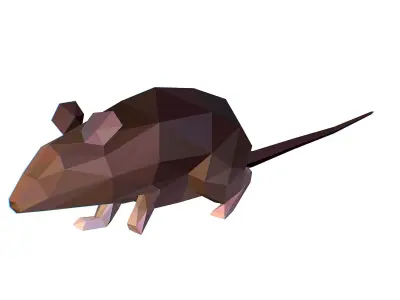 Animated Rat Mouse Lowpoly Art Style Low-poly 3D model