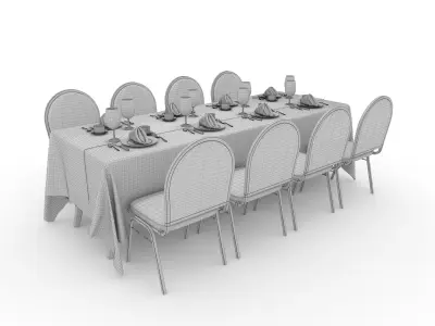 Banquet Table and Chair 87 3D model