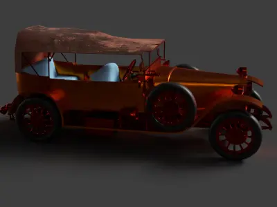 Orange vintage car Low-poly 3D model