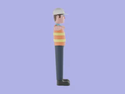 Stylized 3D Male Architect Character - Cartoon Builder Man 3D model