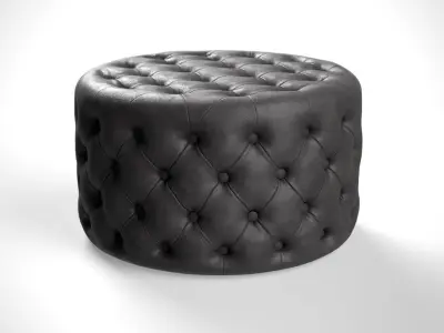 Couchette Round Ottoman in Biege and Black Low-poly 3D model