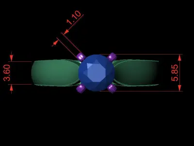 Round 0-75-CT Quarter Round Profile Shank Width 3mm 3D print model