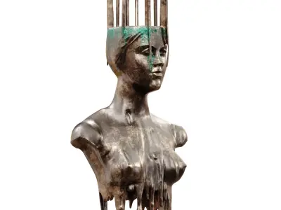 Architectural Girl Statue SET 764 Low-poly 3D model