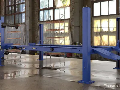 Wheel Aligner Car Equipment Generic with Lift Rigged 3D model