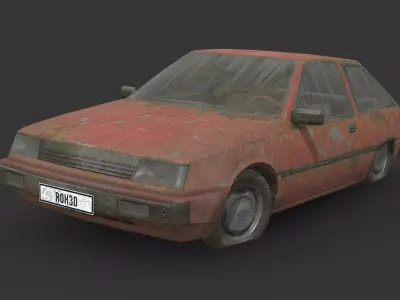 031 Abandoned Car - Mitsubishi Colt Hatchback Low-poly 3D model