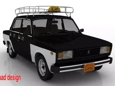 vaz 2105 taxi cairo 1990 3D model