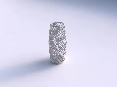 Vase twisted hexagon with twisted organic lattice 3D print model