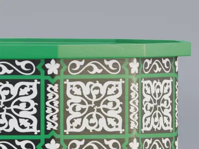 Vintage Moroccan large table 02 3D model