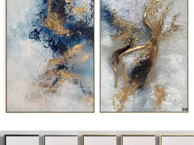 Plaster Two Photo Frame 207 Low-poly 3D model