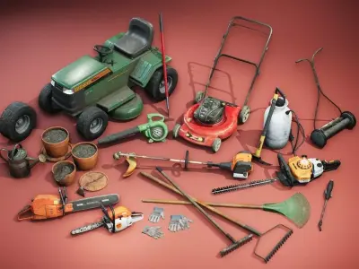 Lawn and Garden Tools Pack Low-poly 3D model