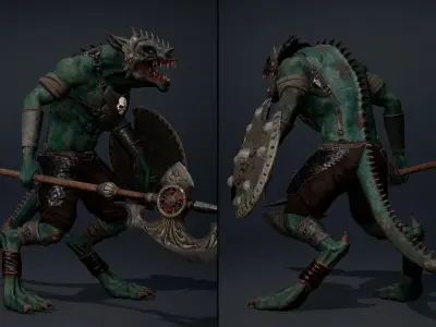 Mist Spearman Arm1 Brutal Low-poly 3D model