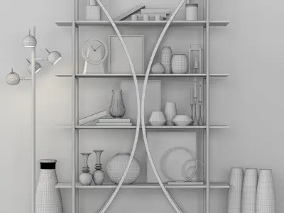 Set - 3 modern glass bookcase 3D model