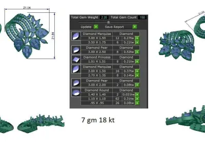 Women Earrings 3dm STL OBJ FBX Renders Details 3D print model 14