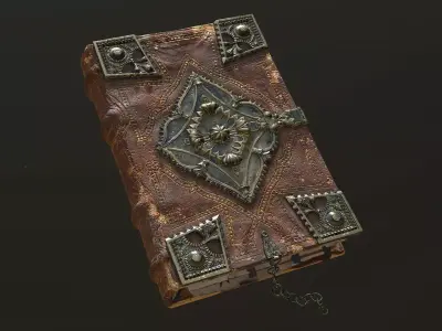 Ancient Leather-Bound Tome with Lock 3D model