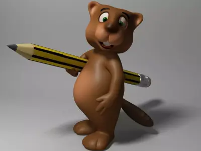 Cartoon beaver rigged Low-poly 3D model