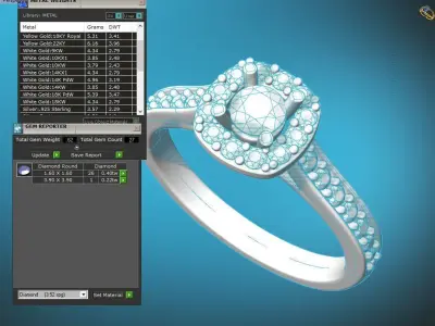 ZDR082 halo diamond engagement ring 3D print model