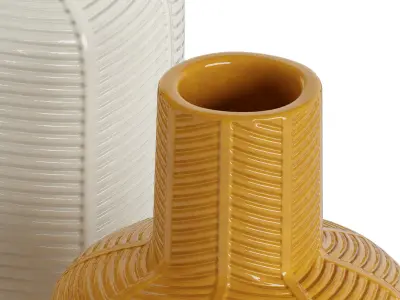 Artisanal Ceramic Vase Set 3D model