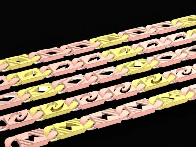 Luxury Two Tone Bracelet Link 3D Jewelry Model 3626 3D print model