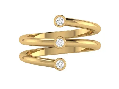 Spiral 3 Stone Diamond RIng 3D print model