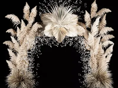 Wedding Arch Made Of Dried Flowers Pampas Grass 3D model