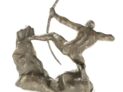 Hercules Archer sculpture Low-poly 3D model