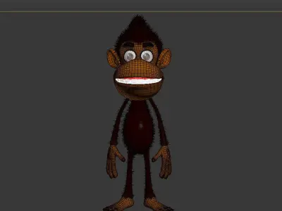 Monkey cartoon rigged 3D model