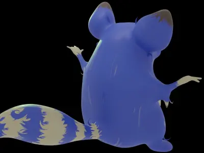 Blue monkey toon style 1  Low-poly 3D model