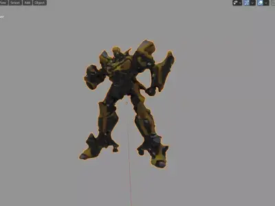 Melted bumblebee transformers debree apocalyptic textured Low-poly 3D model