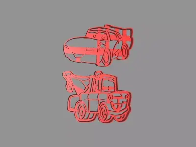 Cars Rayo MacQueen and Mate Cookie Cutter Set 3D print model