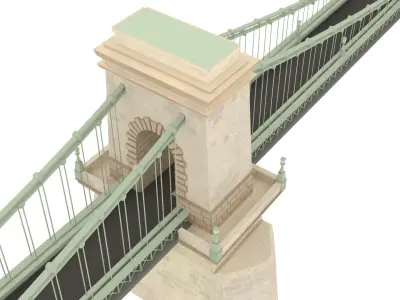 Chain Bridge Budapest Hungary Low-poly 3D model