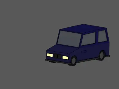 Blue small Hatchback low poly Low-poly 3D model