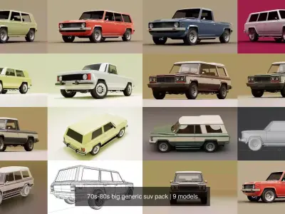 70s-80s big generic suv pack 3D Model Collection