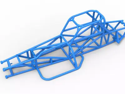 Frame of Supermodified front engine race car V4 Scale 1 to 25 3D print model