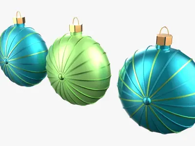 Christmas Tree Ornament Set7 - Turquoise Green  Low-poly 3D model