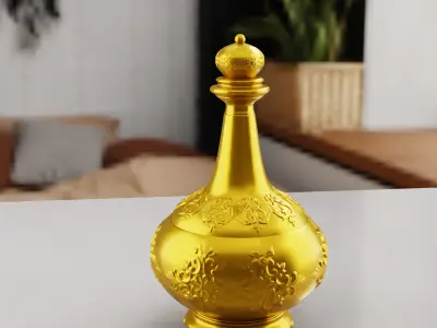 Chinese golden pot jar vase  3D model