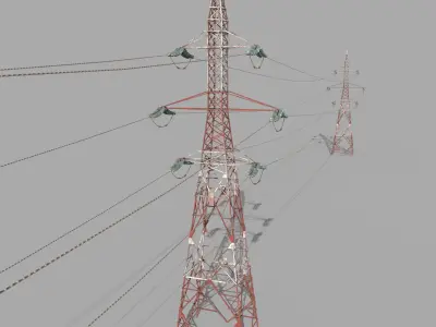 Electricity Pole 32 Weathered Low-poly 3D model
