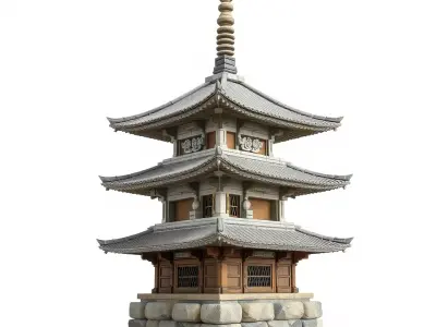 Traditional Pagoda Architecture model pack Low-poly 3D model