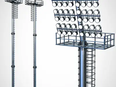 Stadium Light Tower Low-poly 3D model