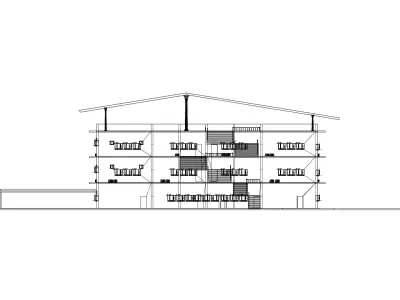 Model of Modern Three Story School Building  Architectural  Low-poly 3D model