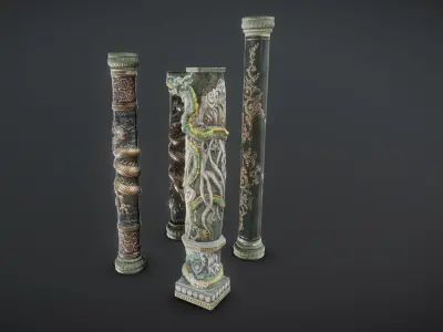 Dragon stone pillar A01 Low-poly 3D model