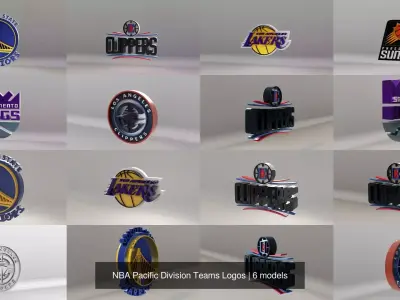 NBA Pacific Division Teams Logos 3D Model Pack
