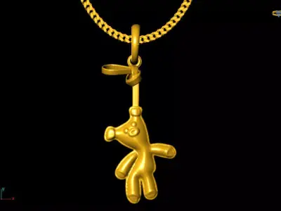 Mr bean teddy bear pendant charms - one inch pendant 3D print model