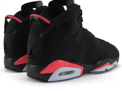 Jordan 6 Retro Infrared PBR Low-poly 3D model