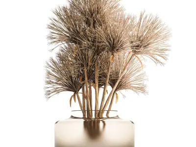 Small bouquet of dried flowers in a vase with hogweed 324 3D model