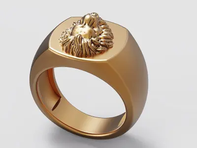 Lion Cushion Ring Silver Gold  Print 3D print model
