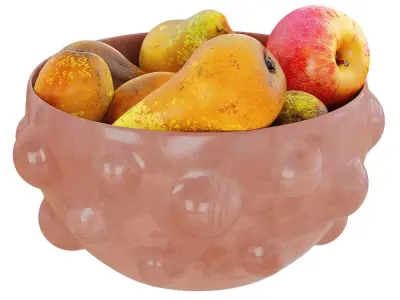 Conference Pears and Apples in a Round Decorative Vase 3D model
