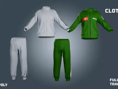 tracksuits sport and squid game - clothyfic full outfits Low-poly 3D model