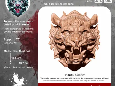 TIGER ONI KEY HOLDER 3D print model
