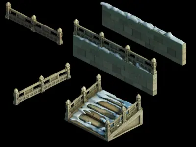 Game Kunlun Snow Mountain - Stairway Guardrail 03 3D model
