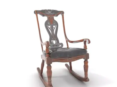 Elegant Oak Rocking Chair model pack Low-poly 3D model